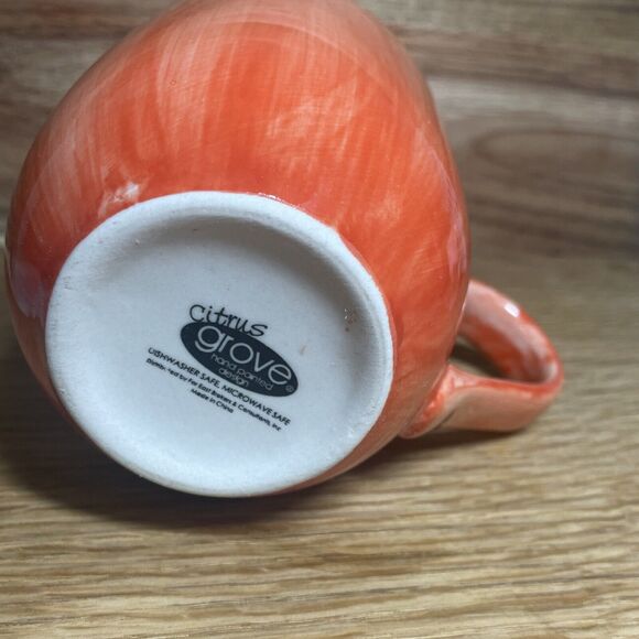 Citrus Grove Orange Brush Stroke Hand Painted Coffee Tea Mug Minimal Solid 14oz - Picture 3 of 3